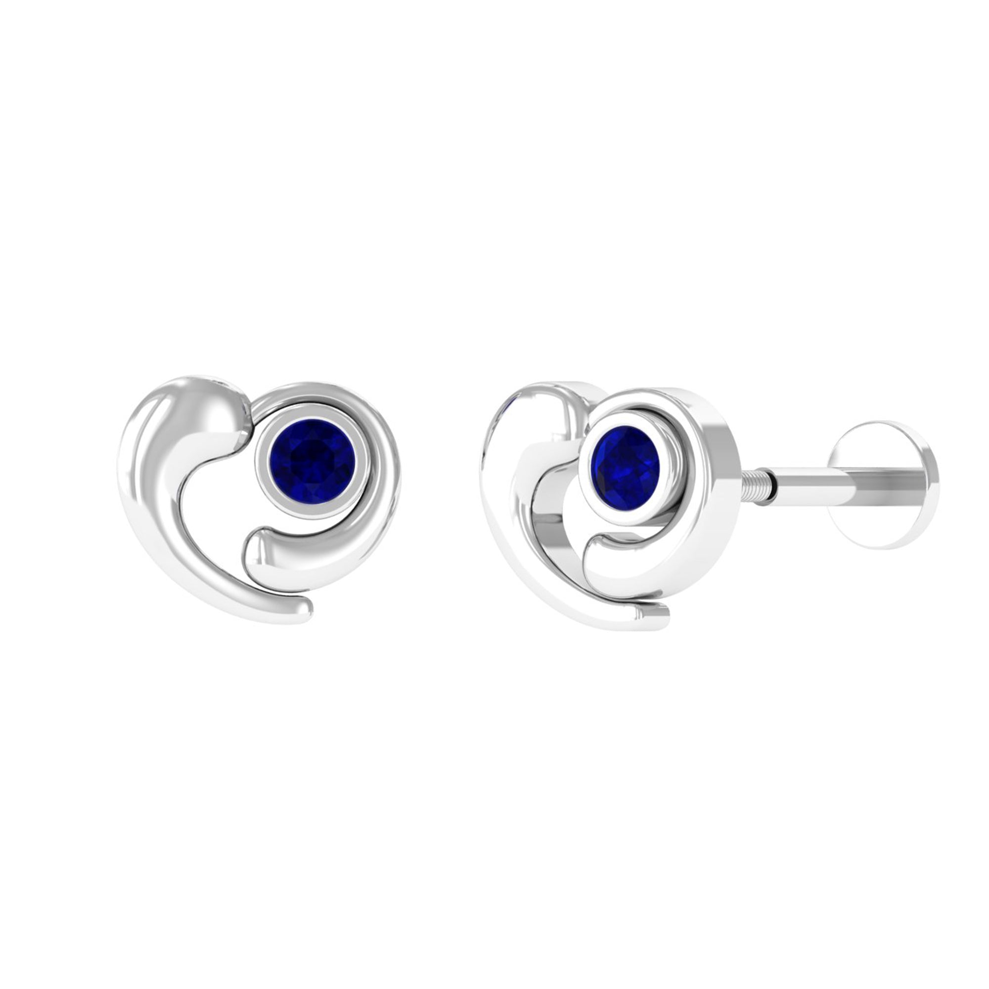 Rosec Jewels-Natural Blue Sapphire Heart Earring for Helix Piercing