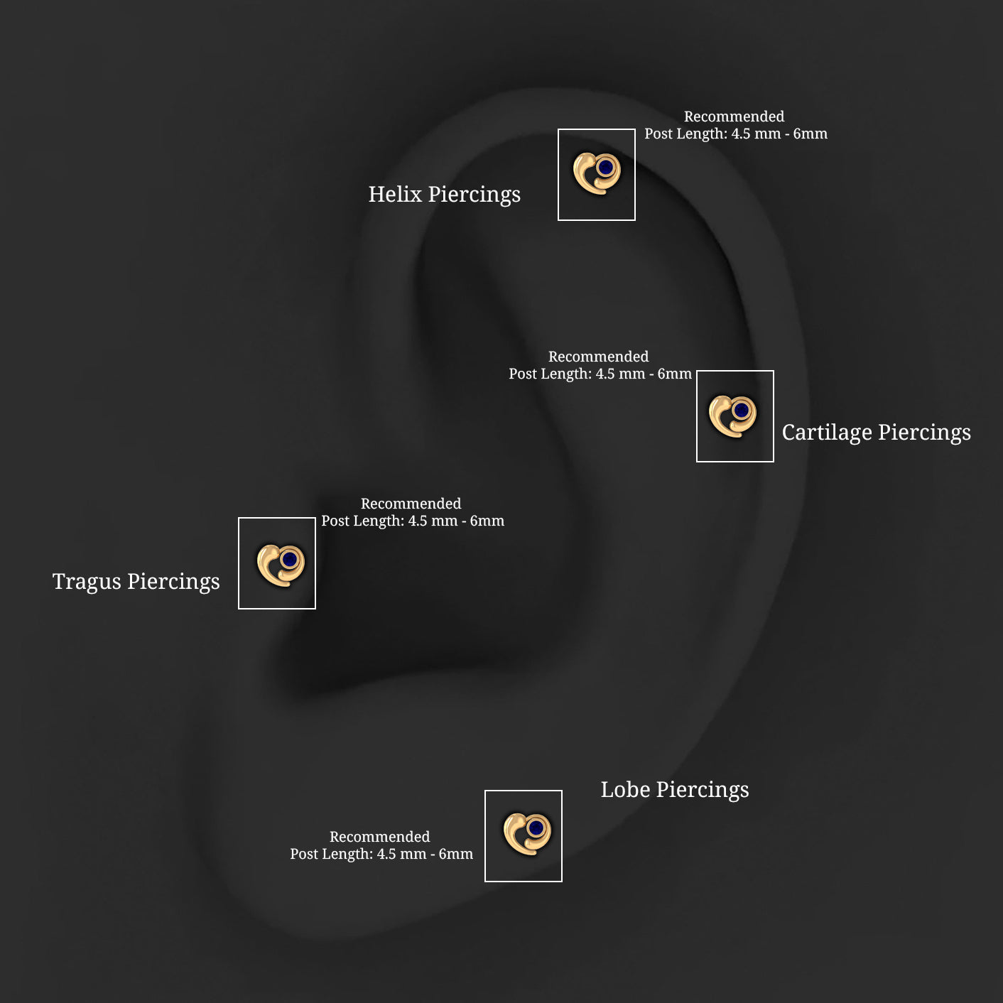 Rosec Jewels-Natural Blue Sapphire Heart Earring for Helix Piercing