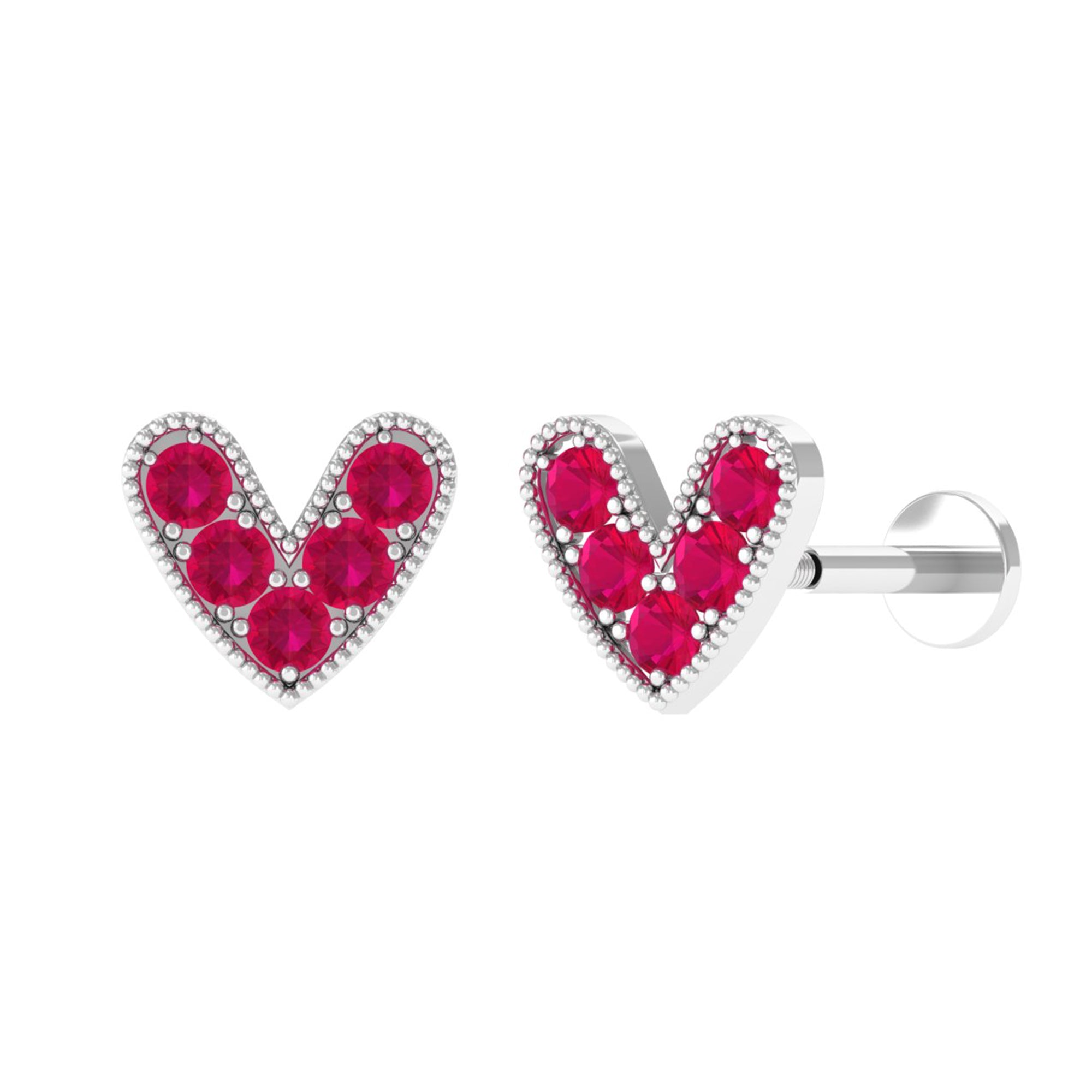 Rosec Jewels-Natural Ruby Heart Earring for Helix Piercing