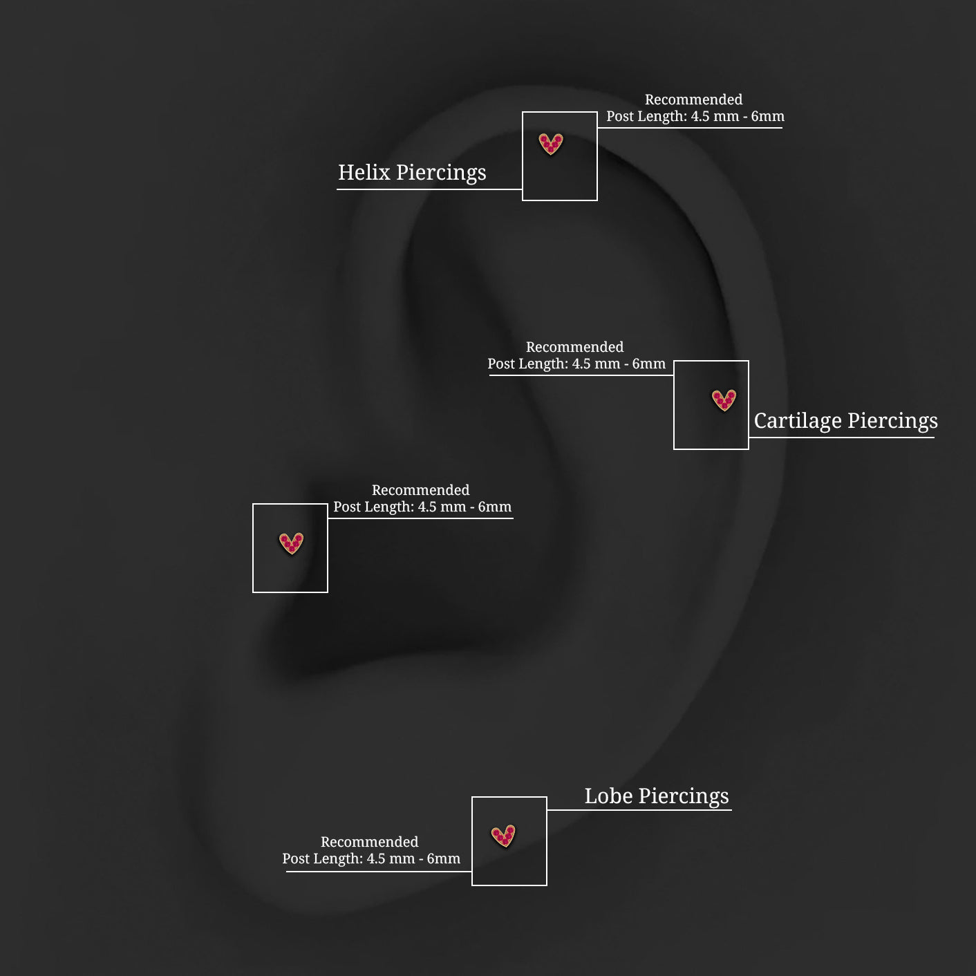 Rosec Jewels-Natural Ruby Heart Earring for Helix Piercing