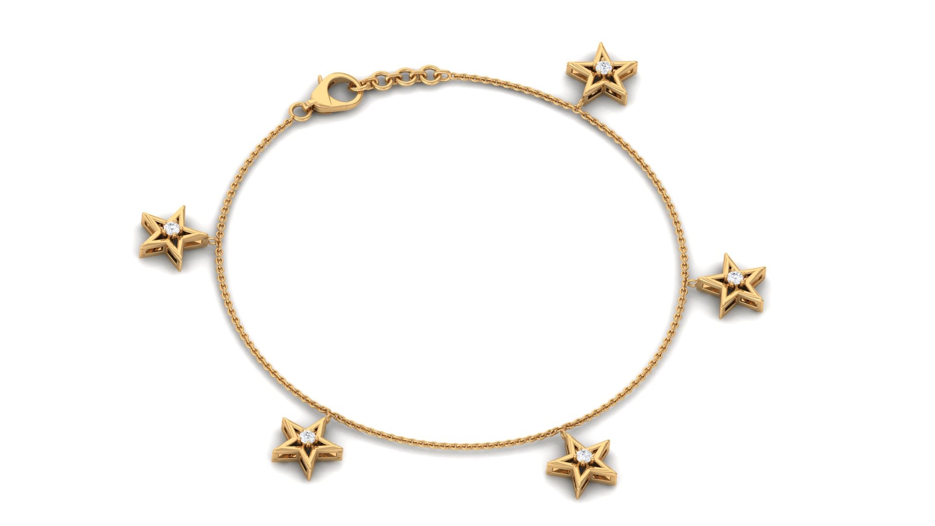 Rosec Jewels-Diamond Star Chain Charm Bracelet