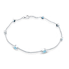 Bezel Set Aquamarine Station Bracelet for Women AAA - Rosec Jewels