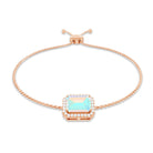 2 Carat Emerald Cut Ethiopian Opal and Diamond Bolo Chain Bracelet AAA - Rosec Jewels