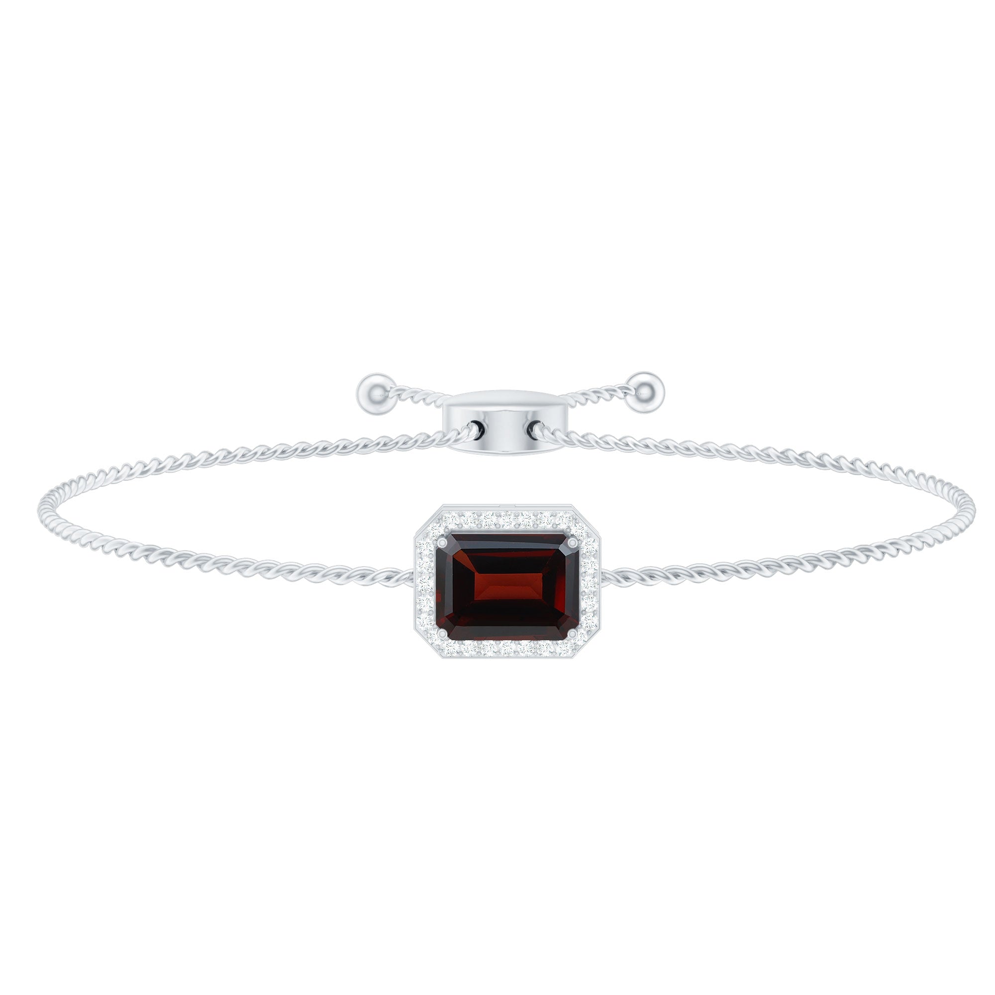 Garnet Bolo Chain Bracelet with Diamond