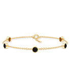 Black Onyx Station Chain Bracelet for Women AAA - Rosec Jewels