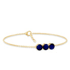 Natural 2.85 Carat Blue Sapphire Three Stone Chain Bracelet AAA - Rosec Jewels