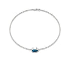 5X7MM Pear Cut London Blue Topaz Solitaire Chain Bracelet AAA - Rosec Jewels