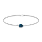 5X7MM Pear Cut London Blue Topaz Solitaire Chain Bracelet AAA - Rosec Jewels