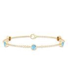 Real Aquamarine Station Chain Bracelet in Bezel Setting AAA - Rosec Jewels