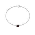 Genuine 1.4 Carat Princess Cut Garnet Solitaire Chain Bracelet AAA - Rosec Jewels