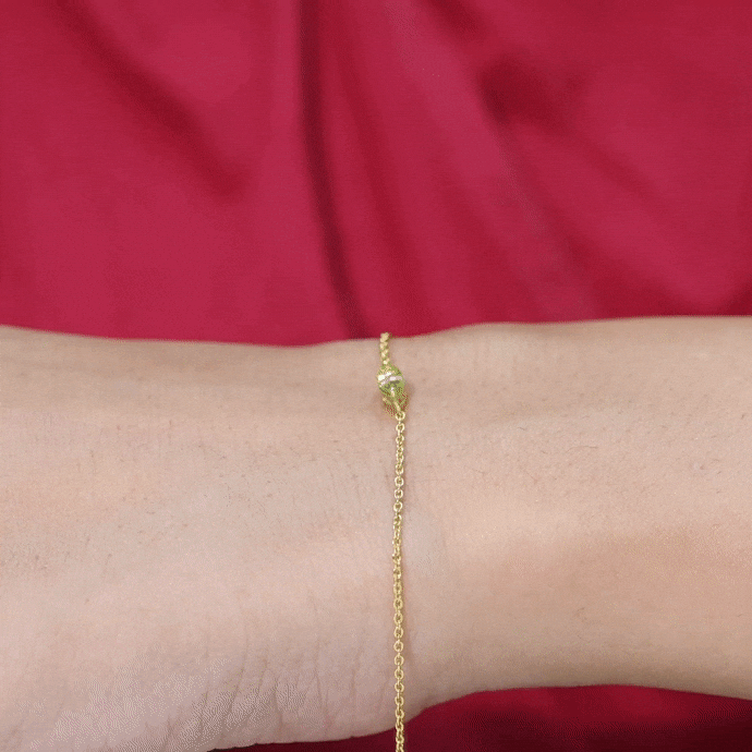 3X6 MM Marquise Cut Solitaire Peridot East West Chain Bracelet Peridot - ( AAA ) - Quality - Rosec Jewels