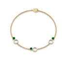 Genuine Emerald and Diamond Station Chain Bracelet AAA - Rosec Jewels