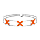 Marquise Cut Fire Opal Flower Chain Bracelet AAA - Rosec Jewels