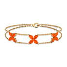 Marquise Cut Fire Opal Flower Chain Bracelet AAA - Rosec Jewels