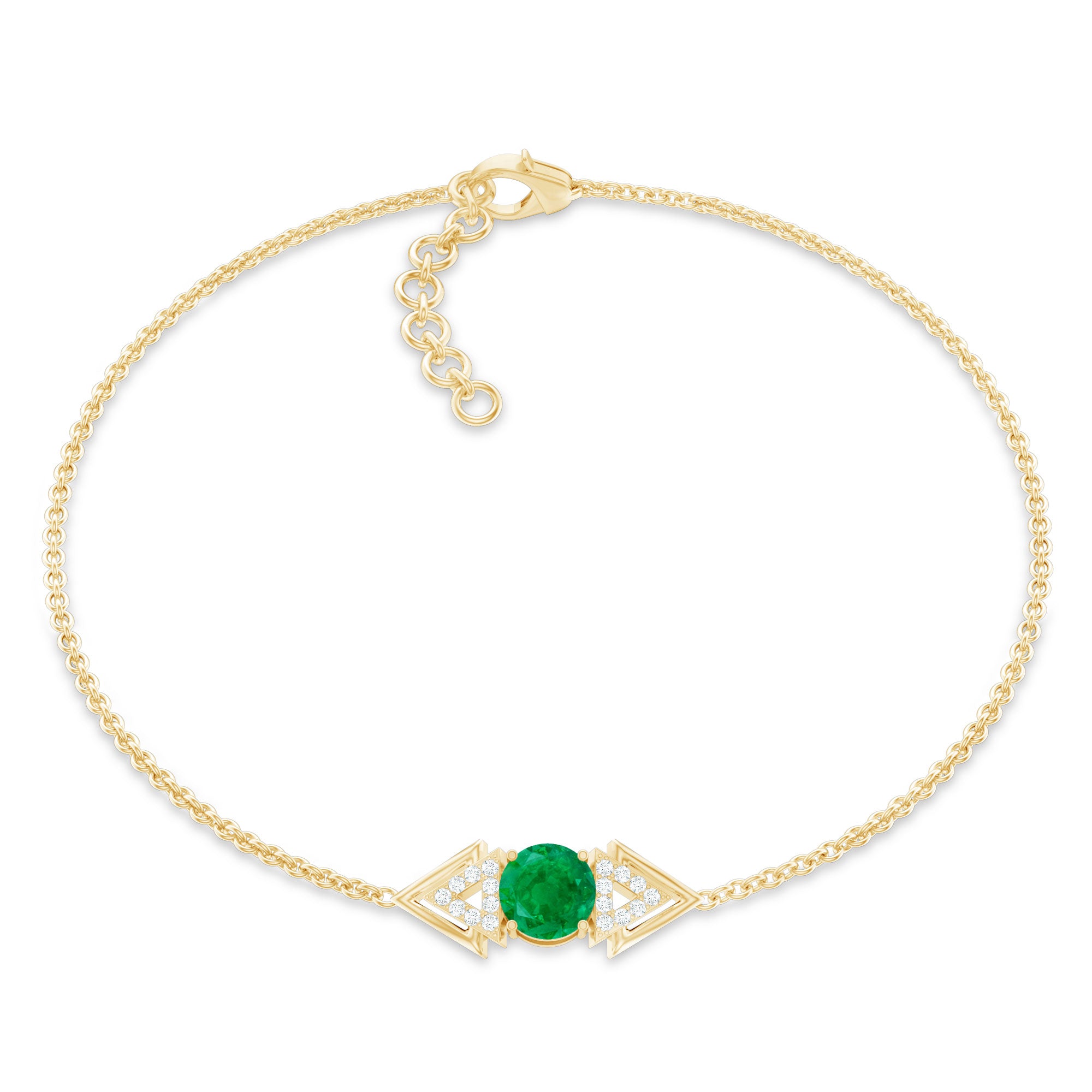 Genuine Emerald and Diamond Chain Bracelet For Her AAA - Rosec Jewels