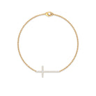Rosec Jewels-Surface Prong Set Diamond Cross Chain Bracelet