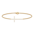 Rosec Jewels-Surface Prong Set Diamond Cross Chain Bracelet