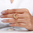 Rosec Jewels-Gold Moon Chain Bracelet with Diamond