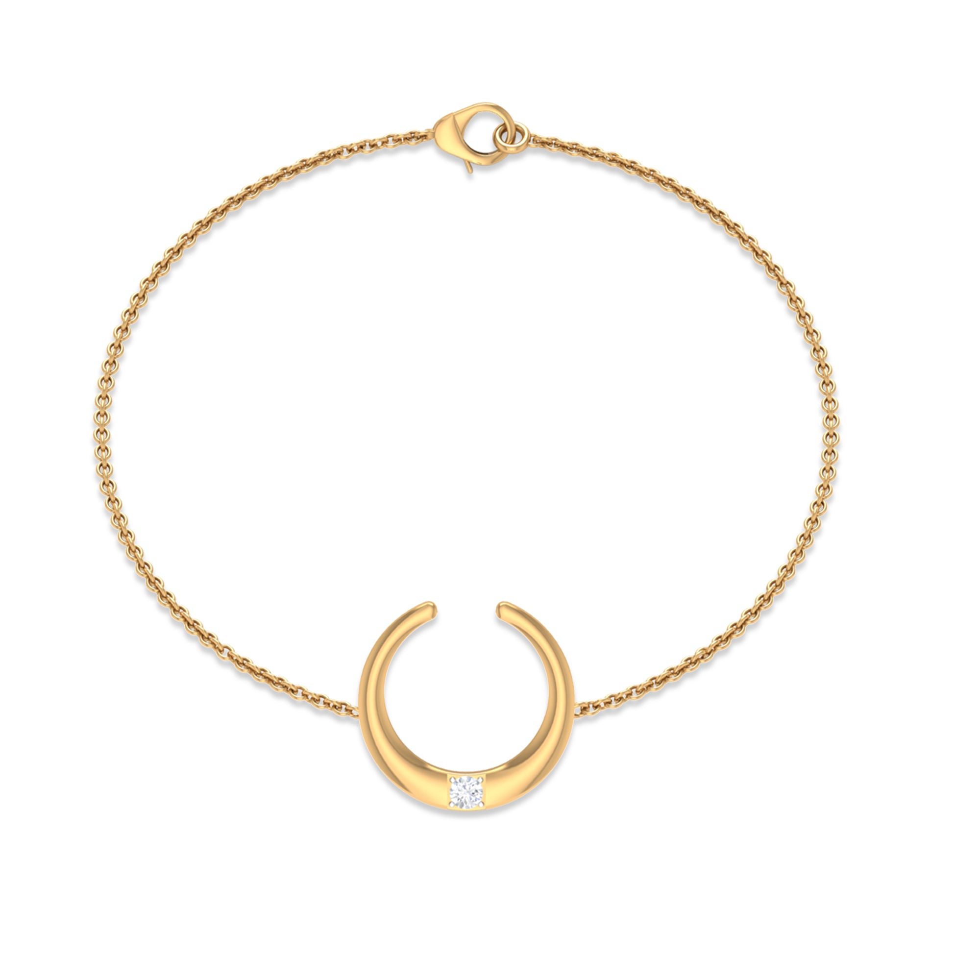 Certified Diamond Moon Chain Bracelet Natural - ( HI-SI ) - Rosec Jewels