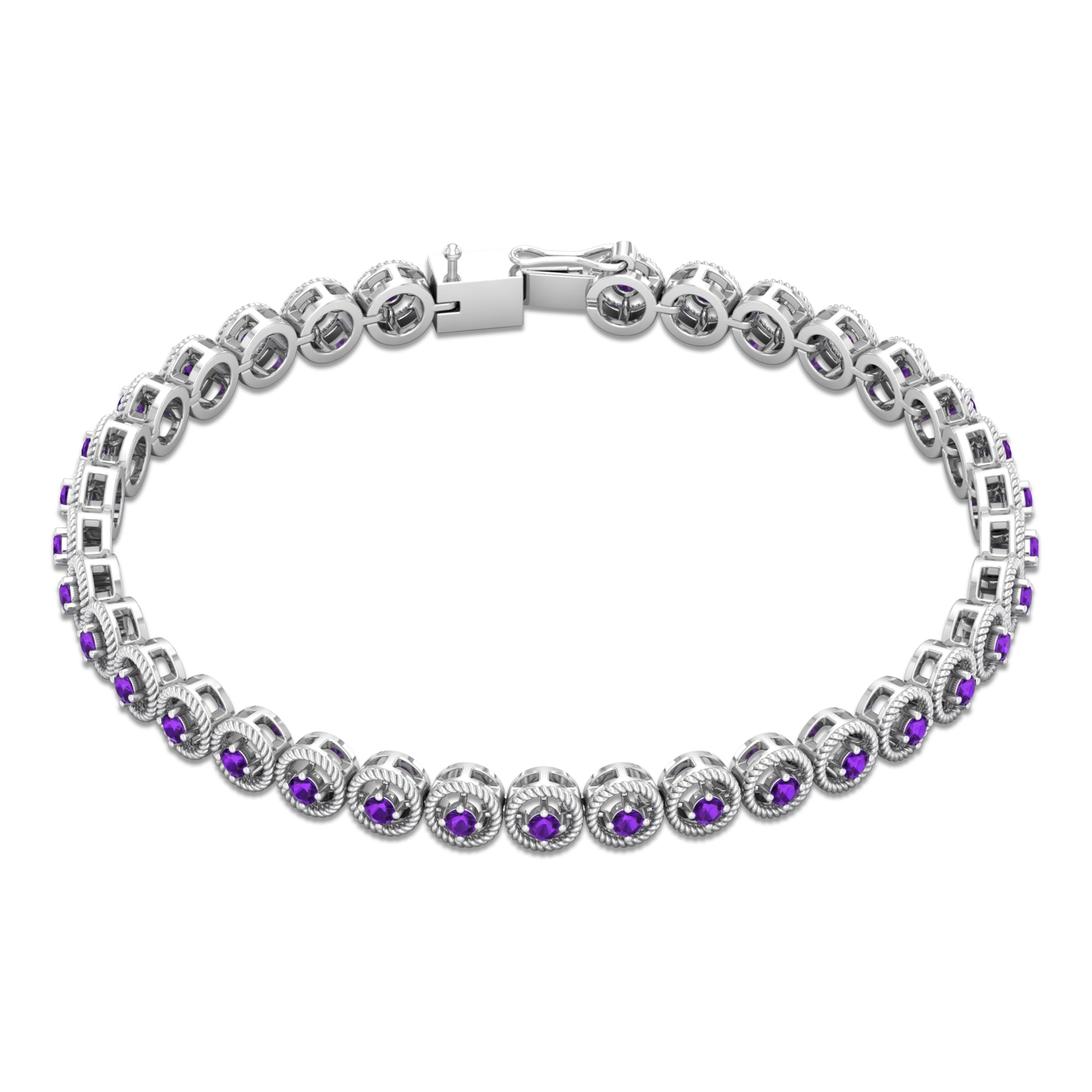 Natural 3.4 Carat Amethyst Tennis Bracelet for Women AAA - Rosec Jewels