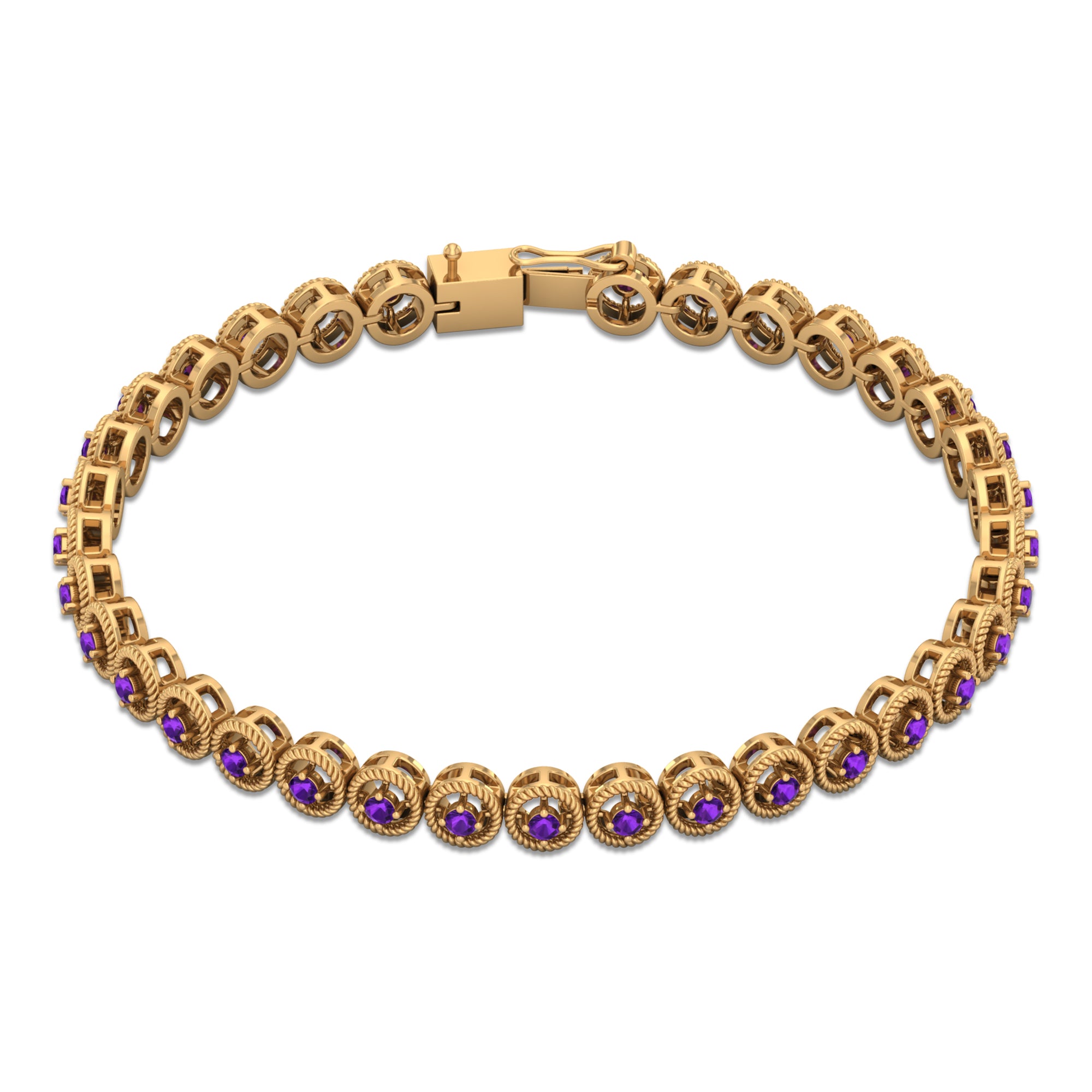 Natural 3.4 Carat Amethyst Tennis Bracelet for Women AAA - Rosec Jewels