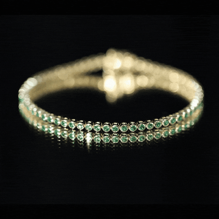 Bezel Set Lab Created Emerald Tennis Bracelet for Women AAAA - Rosec Jewels