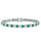 Heart Shape Lab Created Emerald and Diamond Tennis Bracelet AAAA - Rosec Jewels
