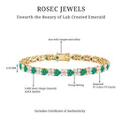 Heart Shape Lab Created Emerald and Diamond Tennis Bracelet AAAA - Rosec Jewels
