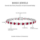 Lab Grown Ruby Heart Tennis Bracelet with Diamonds AAAA - Rosec Jewels