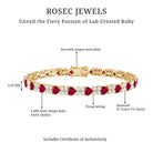 Lab Grown Ruby Heart Tennis Bracelet with Diamonds AAAA - Rosec Jewels