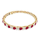 Lab Grown Ruby Heart Tennis Bracelet with Diamonds AAAA - Rosec Jewels