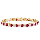 Lab Grown Ruby Heart Tennis Bracelet with Diamonds AAAA - Rosec Jewels