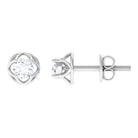 Round Diamond Solitaire Stud Earrings with Screw Back Diamond - ( HI-SI ) - Color and Clarity - Rosec Jewels