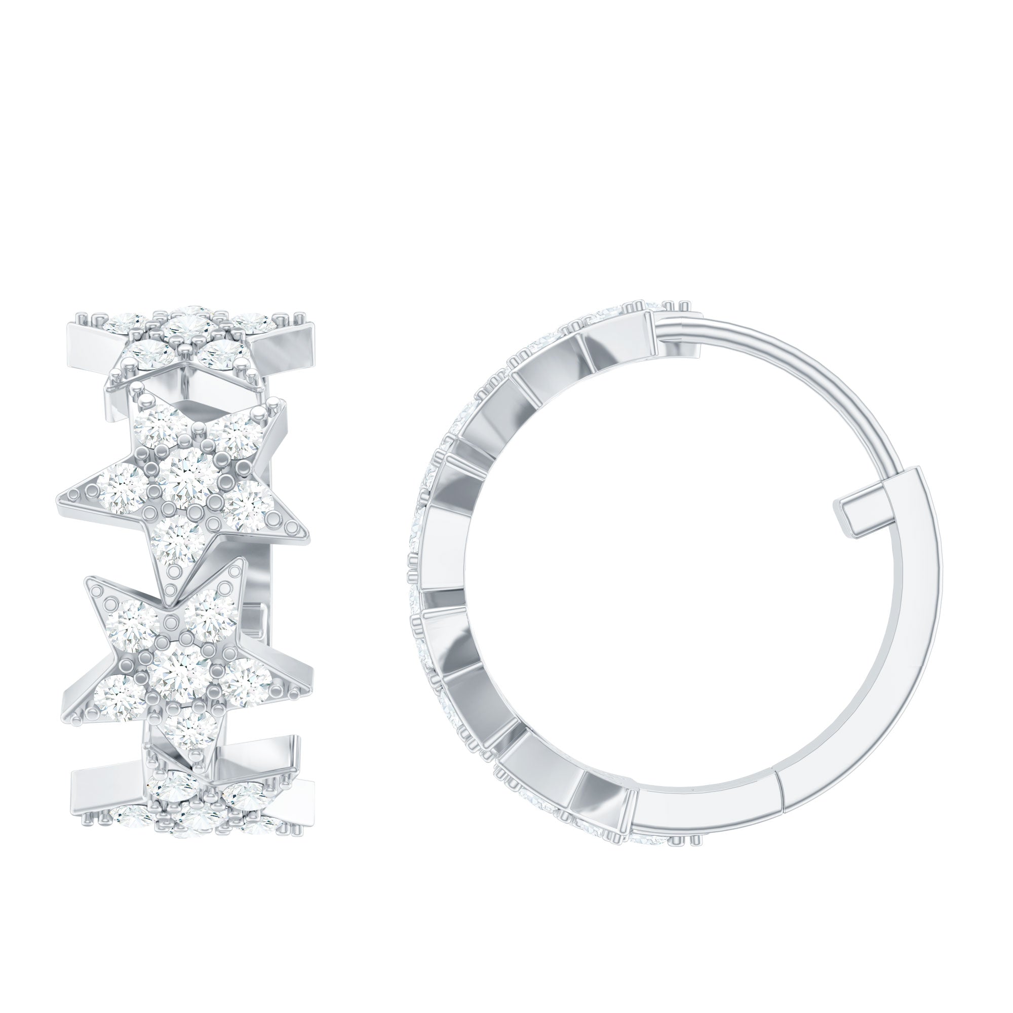 Zircon Star Celestial Hoop Earrings