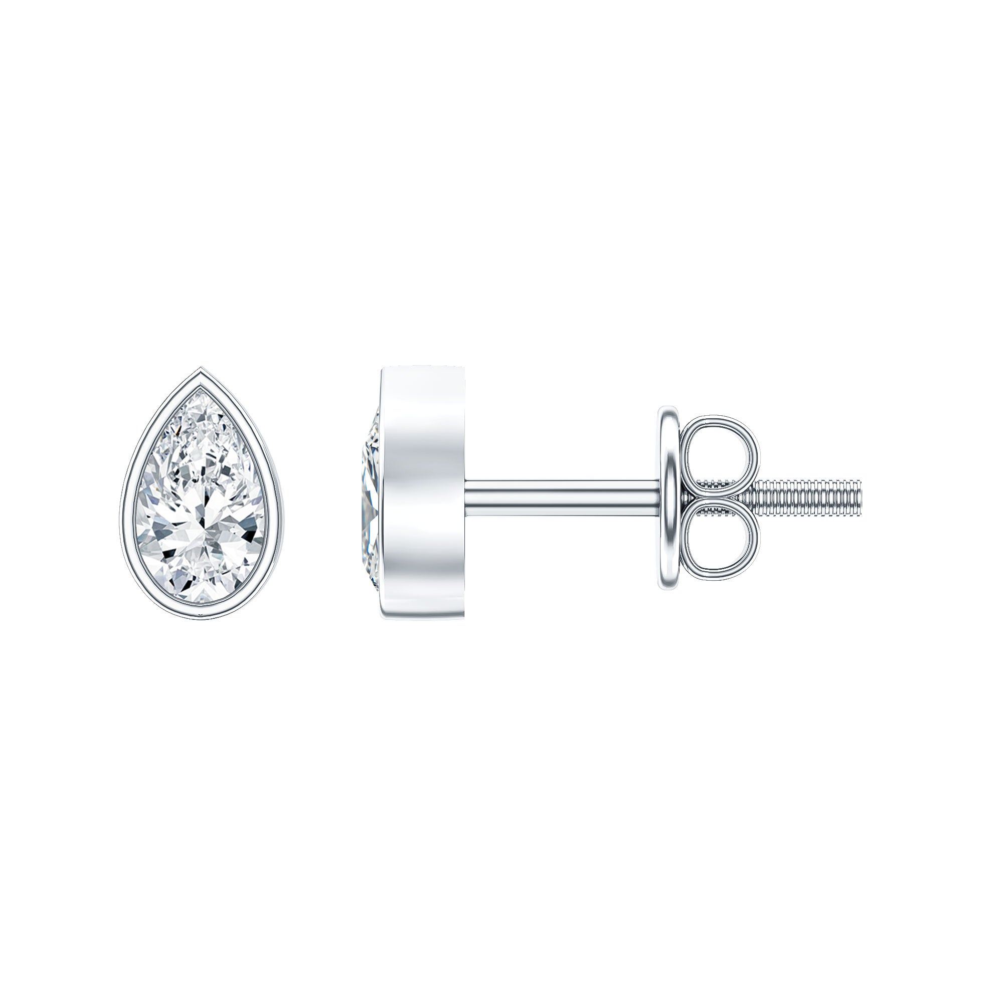 Bezel Set Diamond Tiny Stud Earrings Natural - ( HI-SI ) - Rosec Jewels
