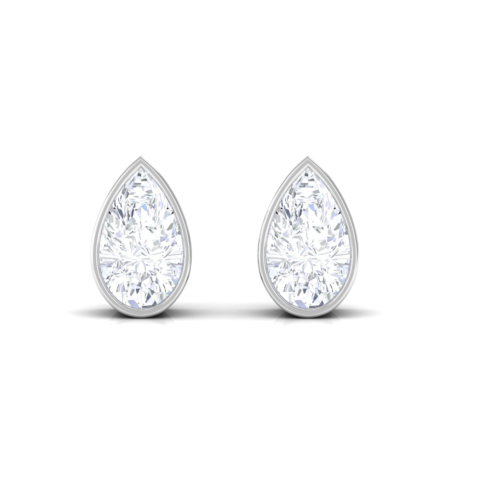 Rosec Jewels-1/2 CT Pear Cut Bezel Set Diamond Solitaire Dainty Stud Earrings