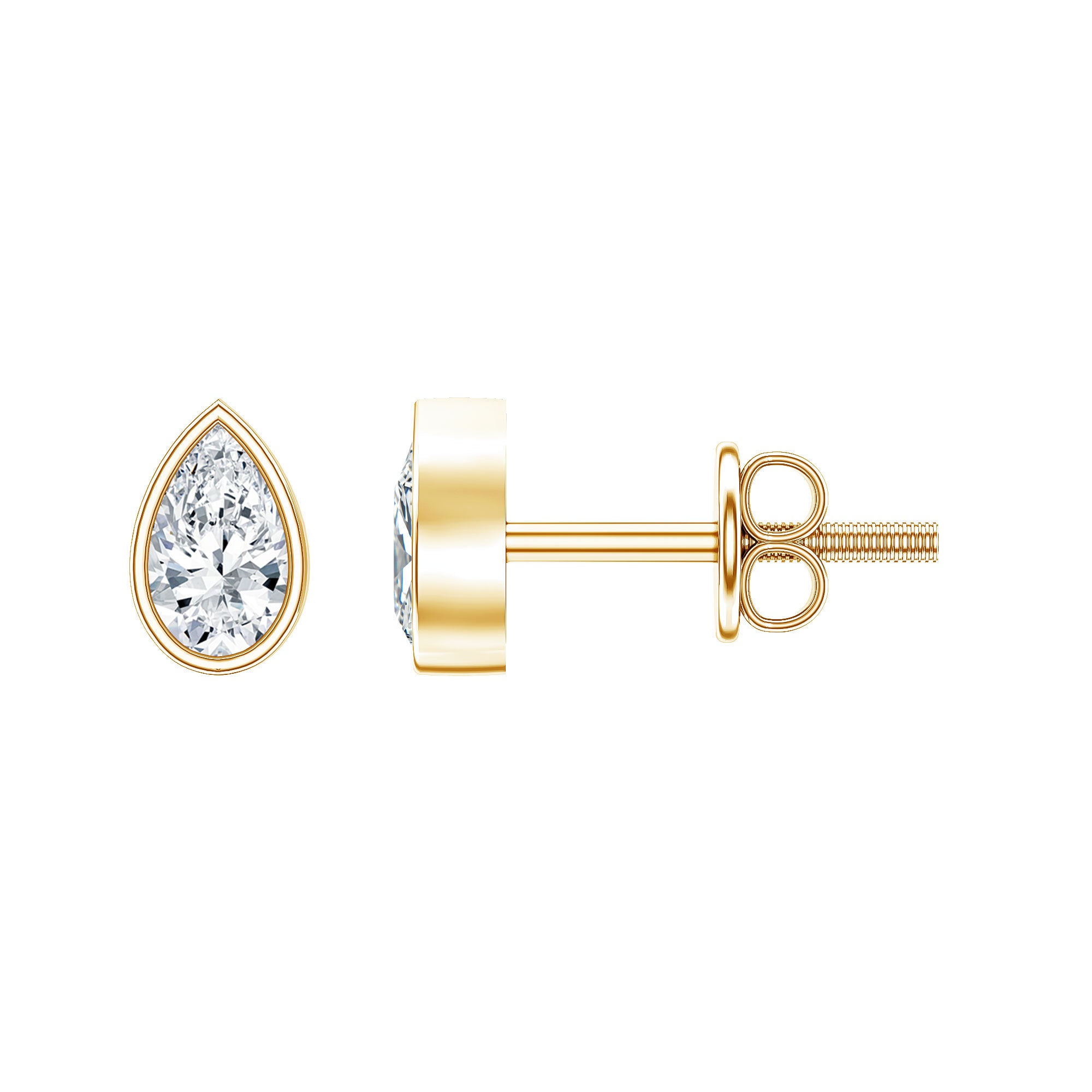 Bezel Set Diamond Tiny Stud Earrings Natural - ( HI-SI ) - Rosec Jewels