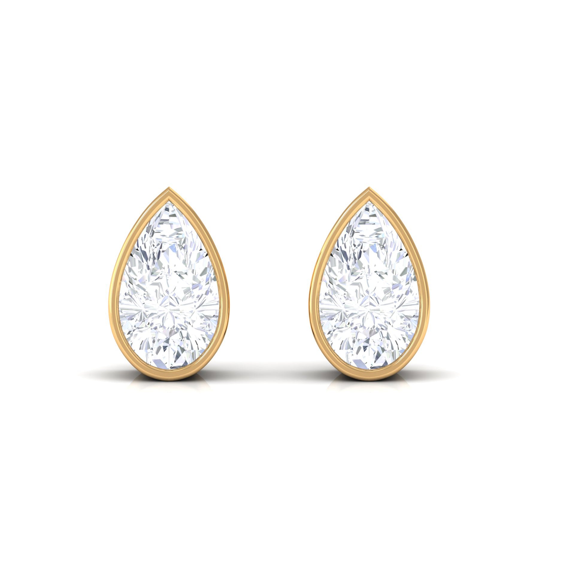 Rosec Jewels-1/2 CT Pear Cut Bezel Set Diamond Solitaire Dainty Stud Earrings