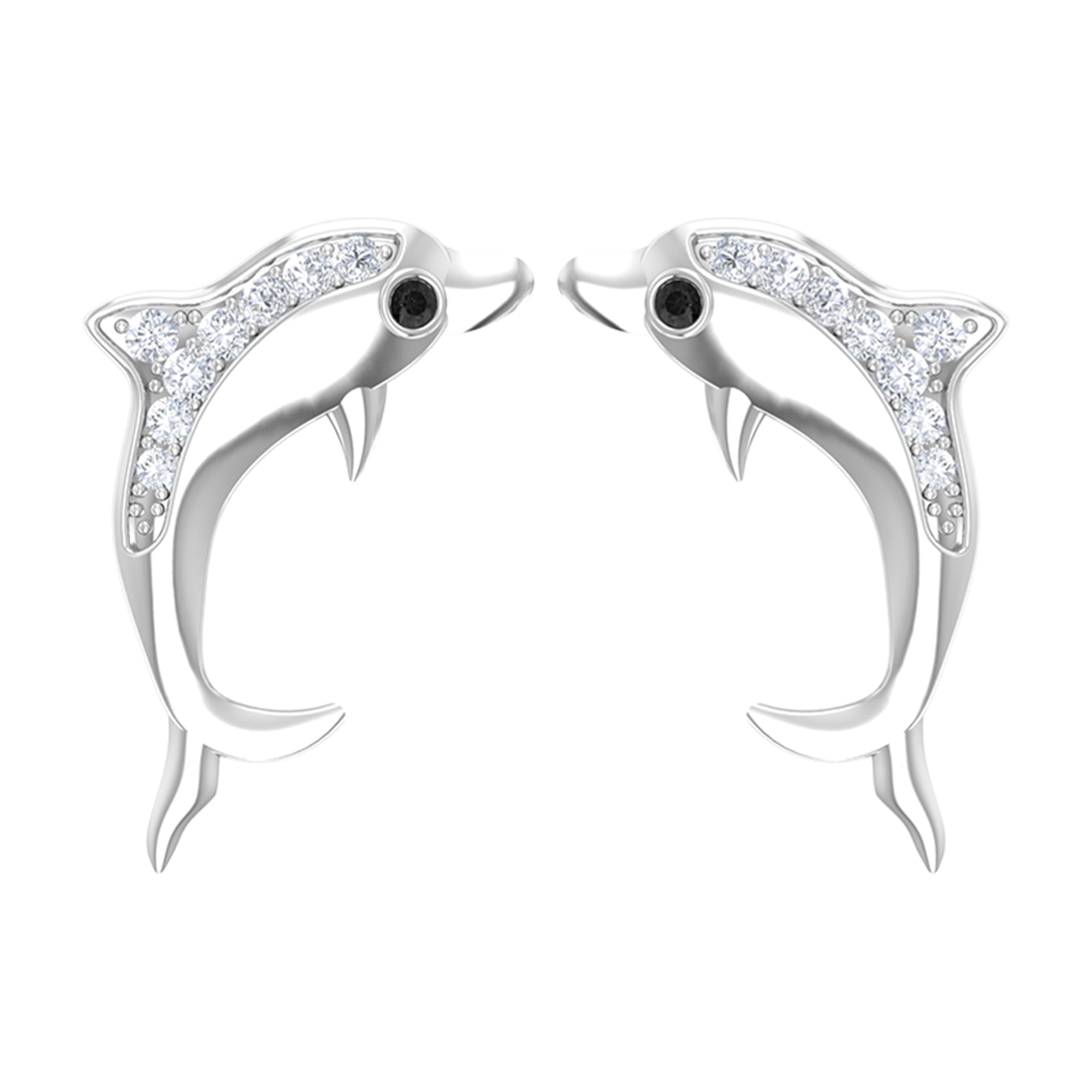 Cute Dolphin Stud Earrings with Moissanite