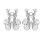 Teddy Bear Stud Earrings for Women with Diamonds Natural - ( HI-SI ) - Rosec Jewels