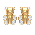 Teddy Bear Stud Earrings for Women with Diamonds Natural - ( HI-SI ) - Rosec Jewels