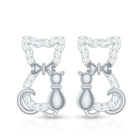 Certified Diamond Cat Stud Earrings Natural - ( HI-SI ) - Rosec Jewels