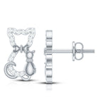 Certified Diamond Cat Stud Earrings Natural - ( HI-SI ) - Rosec Jewels