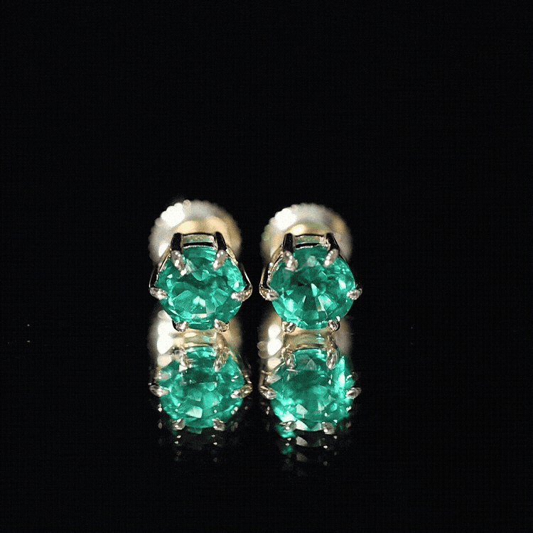 Certified Lab Created Emerald Solitaire Stud Earrings For Her AAAA - Rosec Jewels