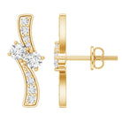 Lab Grown Diamond Two Stone Stud Earrings With Screw Back Lab - ( EF-VS ) - Rosec Jewels