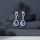 Designer Lab Grown Sapphire Drop Earrings with Diamond AAAA - Rosec Jewels
