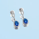 Designer Lab Grown Sapphire Drop Earrings with Diamond AAAA - Rosec Jewels