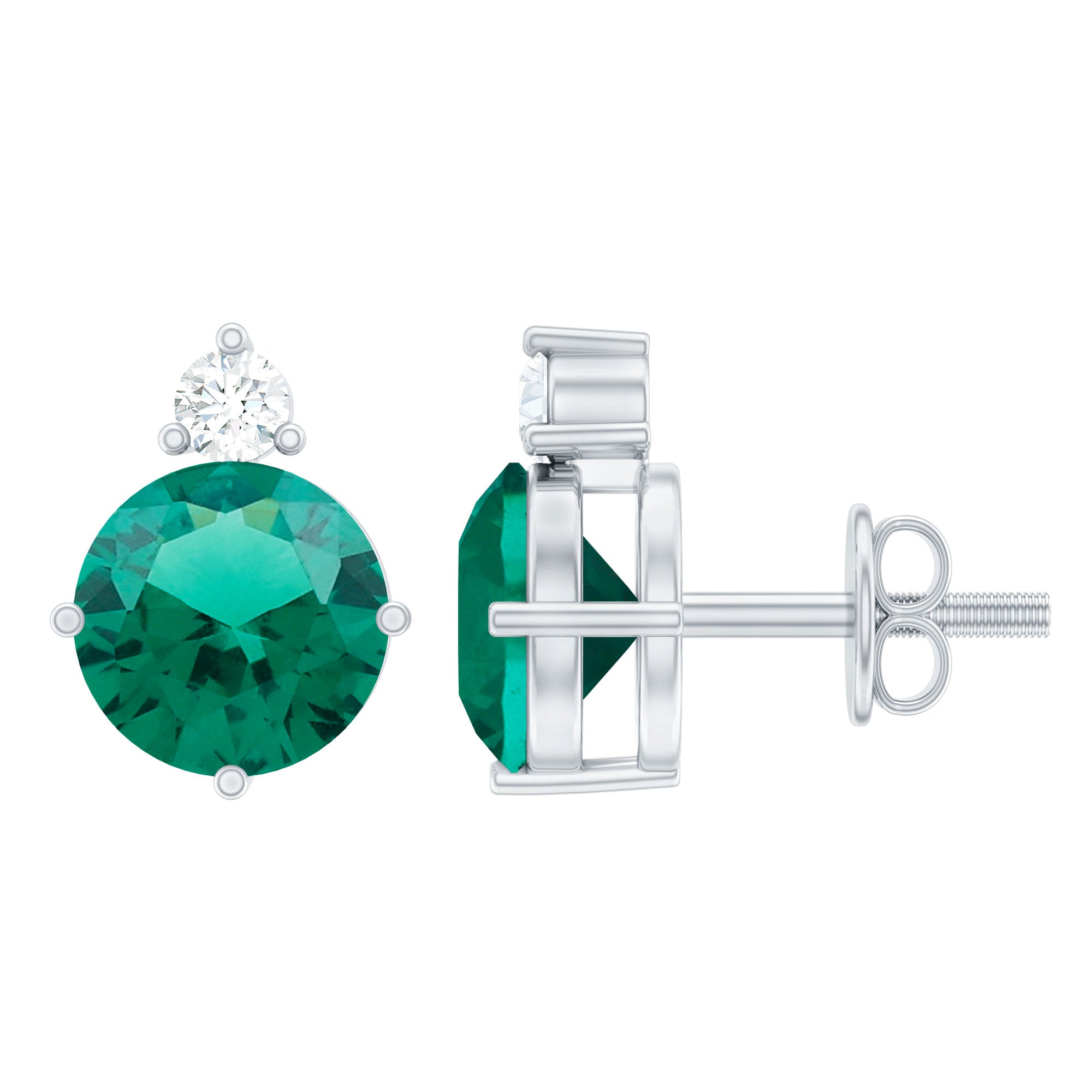 Certified 6 MM Lab Created Emerald Stud Earrings with Screw Back