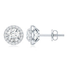5 MM Round Lab Grown Diamond Halo Stud Earrings With Screw Back Lab - ( EF-VS ) - Rosec Jewels