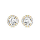 5 MM Round Lab Grown Diamond Halo Stud Earrings With Screw Back Lab - ( EF-VS ) - Rosec Jewels